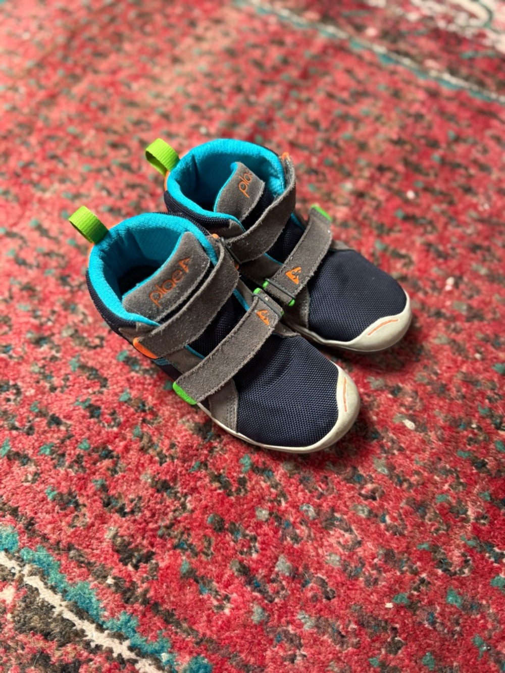 PLAE Navy, Teal & Green Kids Velcro High-top Sneakers